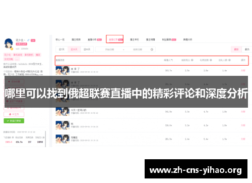 哪里可以找到俄超联赛直播中的精彩评论和深度分析