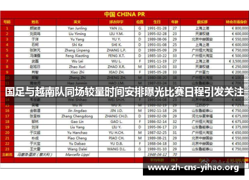 国足与越南队同场较量时间安排曝光比赛日程引发关注